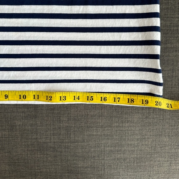 Liz Claiborne Navy & White Breton Striped Top – Size M – Cotton Crew Neck - Picture 3 of 7
